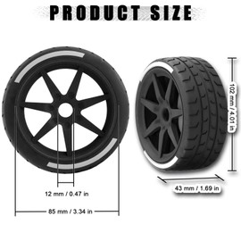 1/7 1/8 RC On Road Rally Tires and Nylon Wheels 17mm Hex RC Upgrade Part for ARRMA 1/7 Felony Infraction FS Racing Mustang Model GT KM Rally 1/8 HongNor X3GT Serpent (4PCS/Set)