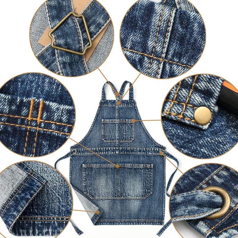 Jeanerlor Women's Cross Back Apron with Tool Pockets for Women