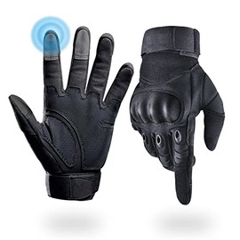 Tactical Gloves, Motorcycle Gloves for Men, Tactical Gloves with Protectors and Touchscreen for Motorcycle, Bicycle, Mountain Bike, Scooter, Hunting, Airsoft & Security, Black, Size