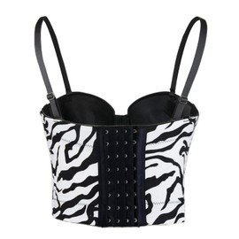 ELLACCI Zebra Pattern Bustier Crop Top Push Up Women's Corset Top Bra Black Small