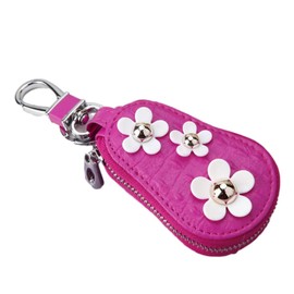 Soyuru Women's Smart Key Case, Key Fastener, Daisy Flower Motif, Crocodile Embossed Style, Key Chain, Christmas Gift, Plastic