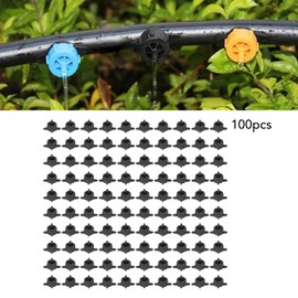 100pcs 4mm Pressure Compensation, Drippers Automatic Irrigation Equipment Uniform Flowing PP Irrigation Watering Dripper Emitter Irrigation System Accessories Garden Supplies (4L Black)