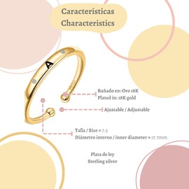 Women's Silver Ring with Initial and Two Diamonds Rings for Women Silver or Gold Surface Jewellery Women Ideal for Couples, Mothers, Girlfriends Women's Rings Silver, Gold / silver