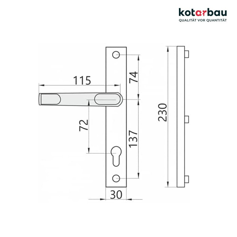 KOTARBAU® Handle Pair 72 mm with Long Plate White for
