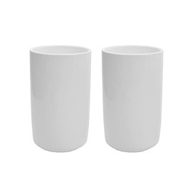 Gaolinci 2 Pcs Simple White Ceramic Mouthwash Cups, Bathroom Brushing Cup, 10 Oz