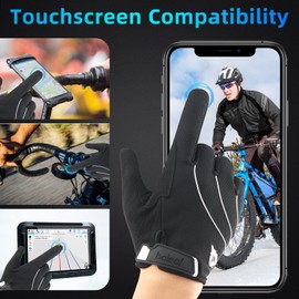 BALEAF Winter Thermal Cycling Gloves Men Women Padded Full Finger Cycling Mountain Bike MTB Gloves Shock Absorbing Black S