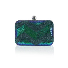 CORIOS 1920s Vintage Evening Clutch Bag Sparkly Sequin Handbag for Women Bridal Wedding Purse Elegant Shoulder Bag Glitter Crossbody Bag for Cocktail Banquet Prom Party Blue Green