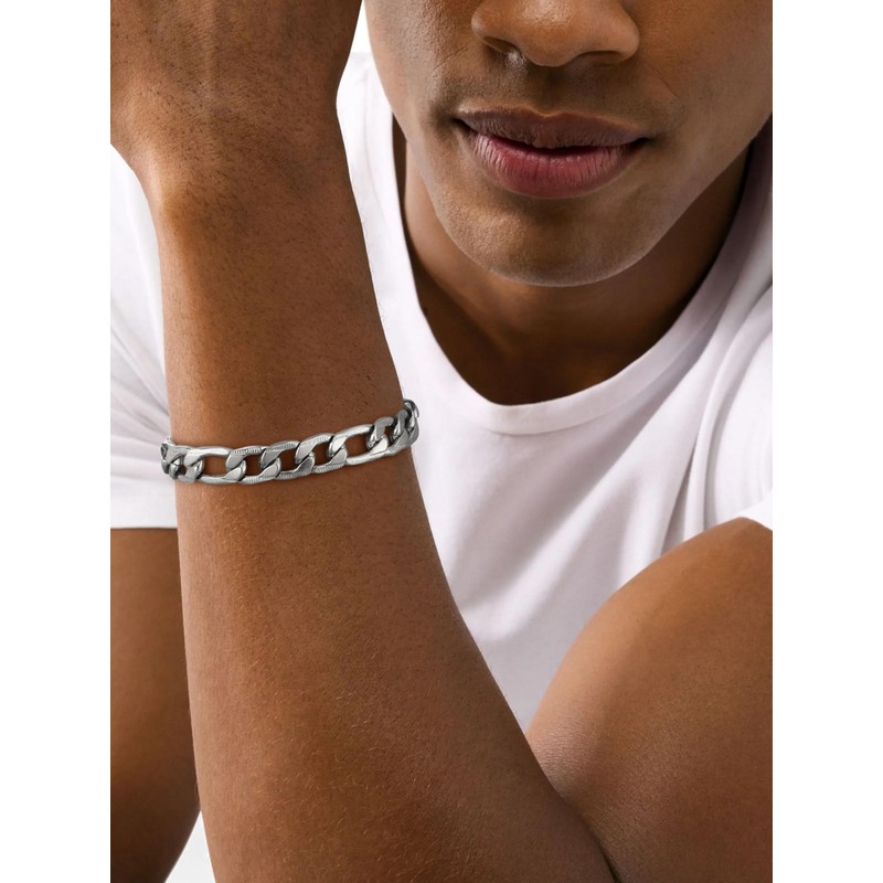 MISWOYI Silver 316L Waterproof Stainless Steel Bracelet For Men, Stylish
