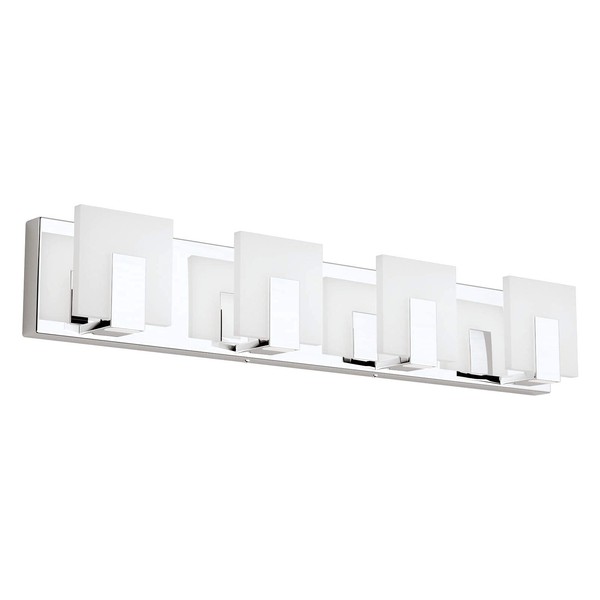 Aipsun 4 Lights Modern LED Vanity Light for Bathroom Frosted White Acrylic Chrome Up and Down Bathroom Wall Light Fixtures Over Mirror(White Light 6000K)