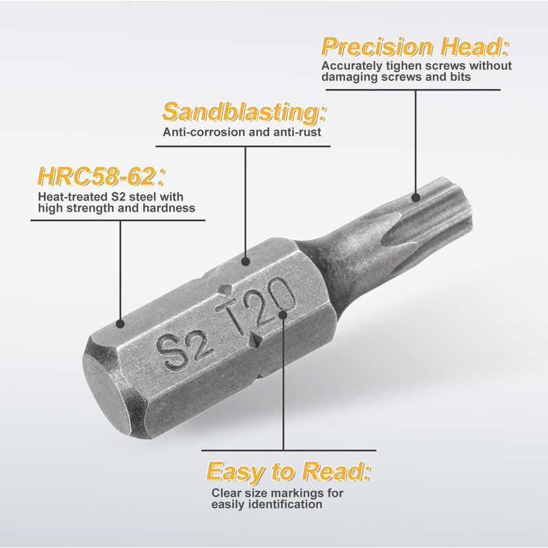 sourcing map 10pcs T20 Torx Screwdriver Bit 1/4" Hex Shank