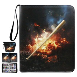 Card Binder 4 Pocket Fits 400 Cards with 50 Removable Sleevesves, Trading Card Binder Sports Card Binder Basketball Card Binder Baseball Card Binder Trading Card Albums (Baseball-F-L)