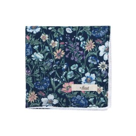 DDintex DDintex FLORET LONDON Tanah Lone Stitch Hand Towel, Rachel Medu, Navy, 9.8 x 9.8 inches (25 x 25 cm) [With Liberty Print]