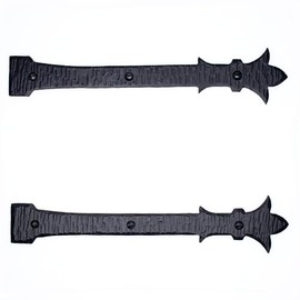 2 Pack 9" Black Faux Strap Hinges - Decorative Dummy Faux Hinge – Handmade Rustic Iron Hinges for Farmhouse Shutter, Carriage Doors, Barn Door, Castle Door, and Gate – The Byzantium Series