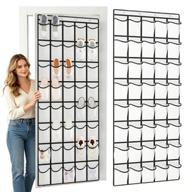 40 Over the Door Shoe Organizer, Hanging Shoe Organizer, for Closet Behind the Door Storage Holder for Entryway Bedroom Dorm, Both men's and women's shoes can be stored (White)