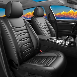FQFZYMX Fit Tucson Car Seat Covers for Hyundai Tucson 2010-2024 2025 2026 - Upgraded Premium Waterproof & Breathable Leather, Airbag Compatible, All-Weather Seat Cushion Protector (Full Set, Black)