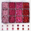 [My Selection] Cost-effective large-size color mix nail flat stone parts 12-piece set, 1 piece, red + pink / [나의셀렉] 가성비 대용량 사이즈 컬러 믹스 네일 평스톤 파츠 12칸 세트, 1개, 레드+핑크