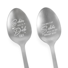 Kaffeelöffel Geschenk mit Gravur, Schön dass es dich gibt Geschenke, Geschenk Freundin Geburtstag, Personalisiert Teelöffel, Besondere Geburtstagsgeschen Geschenke für Frauen|Männer|Mama|Papa|Oma|Opa