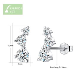 CERSLIMO Silver Stud Earrings for Women Girls - S925 Sterling Silver Earrings with 3 Clear White Cubic Zirconia | Hypoallergenic Silver Earring Jewellery Wedding Birthday Chritsmas, Silver