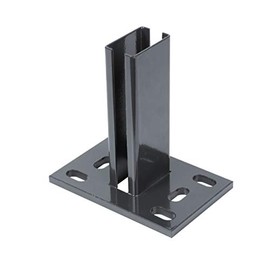 Alberts 686086 Post Holder for Fence Posts for Double Rod Panels | Screw-On | Hot-Dip Galvanised Anthracite Plastic-Coated RAL 7016 | Plate 150 x 100 mm | for Posts 60 x 40 mm