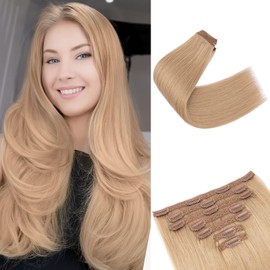 SEGO Clip in Hair Extensions Real Human Hair 10 Inch 27 Light Brown 85g 7PCS 16 Clips Real Human Hair Extensions Clip ins Real Human Remy Hair Lace Clip In Hair Extensions