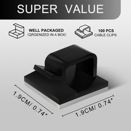 KGROTE KGROTE 100 Stck Kabelhalter, Kabelfhrung Organizer Kabelclips Selbstklebend Outdoor Kabelklemmen, Kabel Haken Draht Halter fr Kabelmanagement - Kabelbefestigung Lichterkette (Mittel, Schwarz)