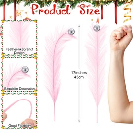 12 Pcs Curly Stems Picks 17 Inch with Red Ball Ornaments,Pink