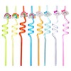 Pack of 8 Cartoon Straws for Children, Reusable Straws, Party