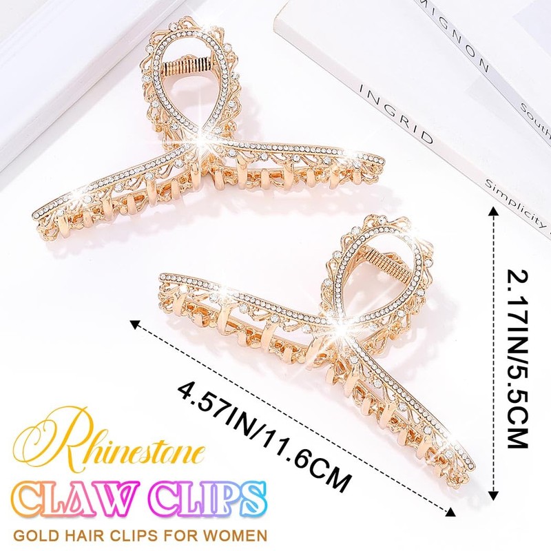 Rhinestone Claw Clips Gold Hair Clips Fancy Hair Accessories