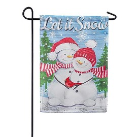 Evergreen Suede 2-Sided Garden Flag - Snowman Family