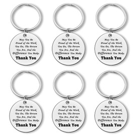 6Pcs Thank You Keychain Coworker Appreciation Jewelry Thank You Gifts for Teacher Coach Nurses Employee Social Worker Therapists Inspirational Jewelry Christmas Birthday Anniversary Retirement Gifts