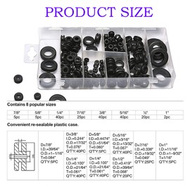 KEWAYO 180Pcs Rubber Grommet Assortment Kit, Rubber Grommet Firewall Hole Plug Assortment Kit 8 Sizes Eyelet Ring Gasket