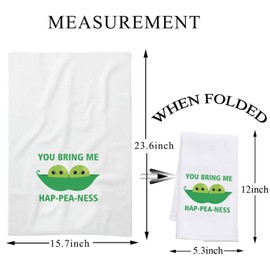 PLITI Couple Kitchen Towel Two Peas in A Pod Gift Pea Pod Gift You Bring Me Happeaness Wedding for Couple (Bring Happeaness TWU)
