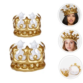 Kisangel 2pcs Birthday Crown Headdress Golden Party Hats for Birthdays Cosplay Events Fun Party Favors Photo Props Adorable Design for Little Ones