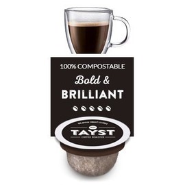 Tayst Dark Roast Coffee Pods | 30 ct. Bold & Brilliant | 100% Compostable Keurig K-Cup compatible | Gourmet Coffee in Earth Friendly packaging