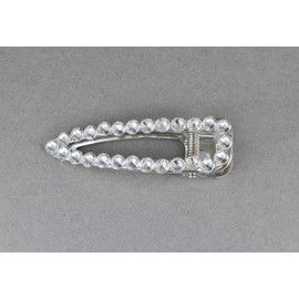 clear silver crystal barrette metal alligator hair clip faceted gems sparkly 3 inches long