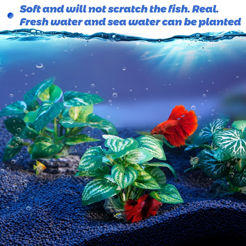 Ameliade Aquarium Plants Fish Tank Decorations Betta Silk Leaf Pad