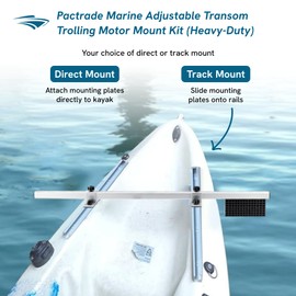 Pactrade Marine Trolling Motor Rack Fishing Kayak Trolling Motor Mount Universal Scupper Holes 43.5" Tracks Aluminum Outboard Motor Mounting Bracket Holder Kit Sliding Mechanism