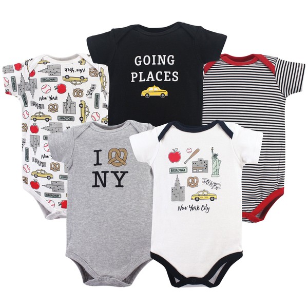 Hudson Baby Unisex Baby Cotton Bodysuits, New York, 12-18 Months