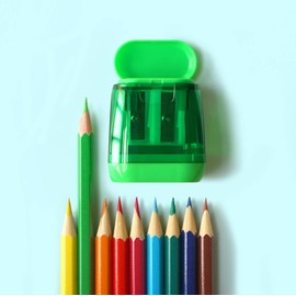 WADY Set de 4 Sacapuntas de 2 Agujeros, Sacapuntas Manual Escolar con Depósito, Cuchilla de Acero, para Crayones y Lápices de Colores, Sacapuntas de Plástico para Niños y Oficina (Multicolor)