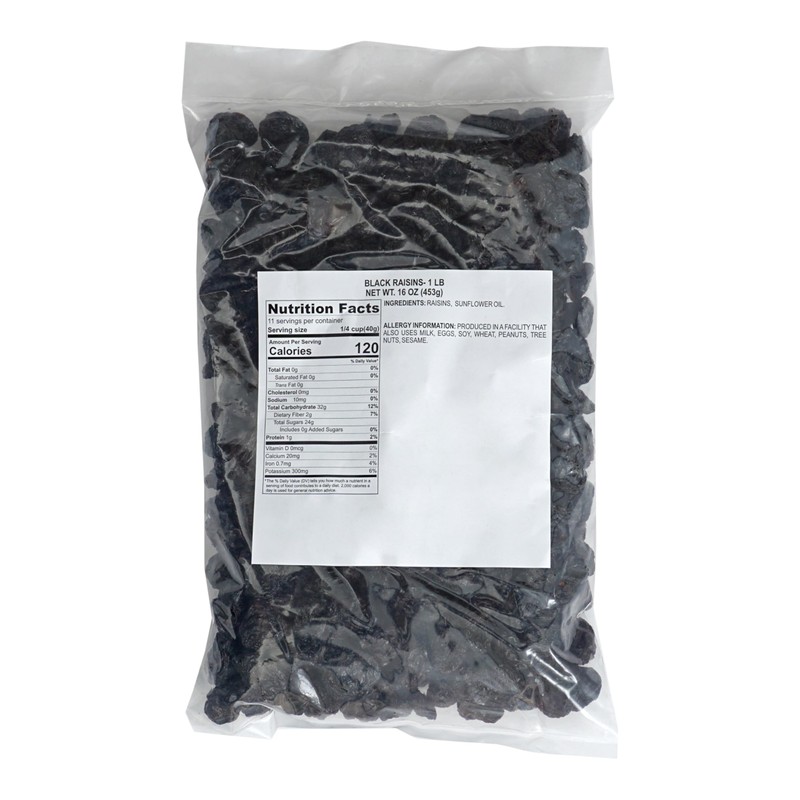 Black Raisins, 1 Pound Bag Raisins, The Hampton Popcorn &