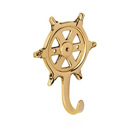 NKlaus 11605 Maritime Hook Steering Wheel 5.5 x 7.5 cm Brass Gold Wall Hook Door Hook