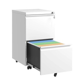 2 Drawer Metal Mobile File Cabinet Fully Assembled Rolling File Cabinet with Lock for Legal/Letter/A4 Size Hanging File Systemcolor: Antique White