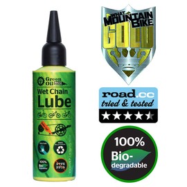 GREEN OIL Cycle Chain Lube, 100 ml, Suited for All Bikes, Wet & Dry Conditions, Biodegradable, Natural, Eco Friendly, Skin Safe, Free of PTFE PFOA Palm Oil Petroleum, Award-Winning Lube, Made in UK