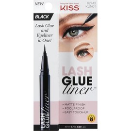 Pegamento para pestañas en Delineador Negro KISS Lash Glue Liner Black Lash Glue and Eyeliner Punta Fina Larga duración