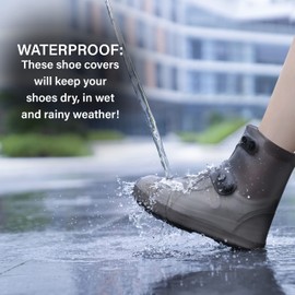 Rain Shoe Covers | Waterproof Shoe Covers for Men Women | Reusable Galoshes Overshoes (Black - Small)