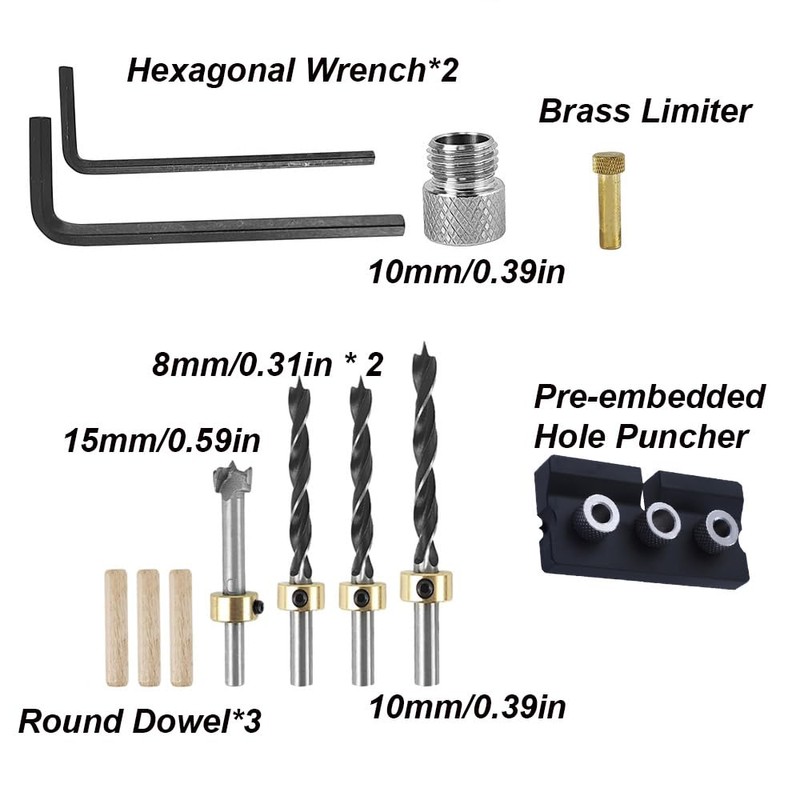 TopHomer 3-in-1 Pocket Hole Jig Kit, Drilling Template Self-Centering for