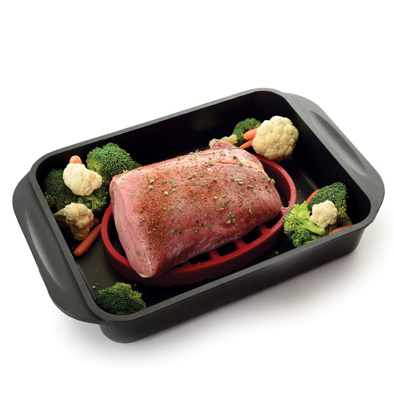 Norpro 405 Oval Silicone Roast Rack, Red 9x6