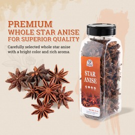 52USA Star Anise, 6oz – Whole Dried Star Anise Pods in Bottle, Aromatic Spice for Cooking, Baking, and Teas
