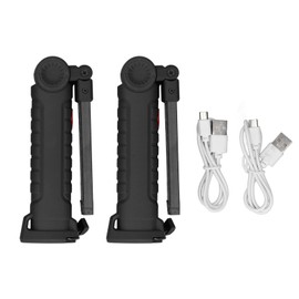 2Pcs Rechargeable LED Work Light with Magnetic Base Outdoor Multi Functional Portable Foldable COB Worklight Grill Light
