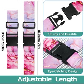 Slohif Luggage Straps for Suitcases Travel Belt Accessories Luggage Connector Identifiers Over Handle with Buckle Unique Nylon Adjustable Strap for Sleeping Bag Car Seat Texture Marble(2 Pack)